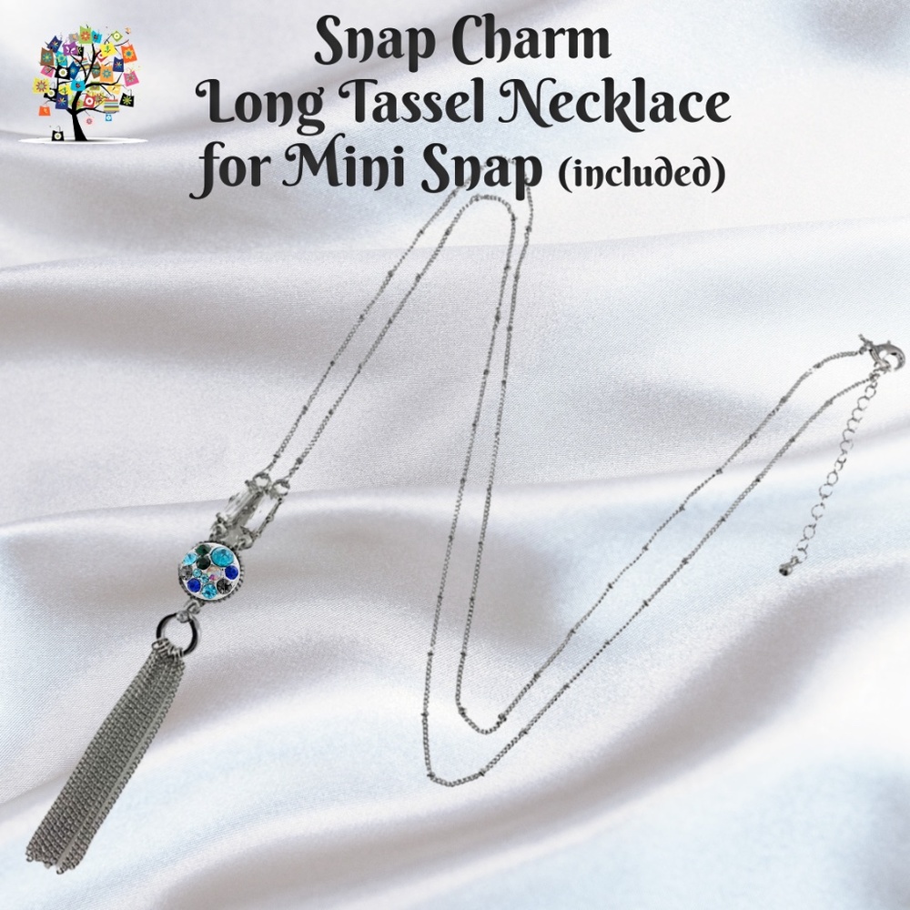 Snap Charm Pendant Tassel Necklace Includes Snap Shown and Decorative Chain